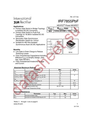 IRF7855TRPBF datasheet  